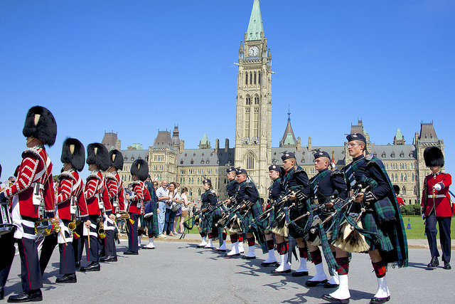 Canadian Armed Forces in front of the Parliament Buildings