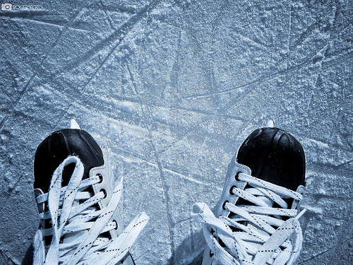 hockey skates on ice
